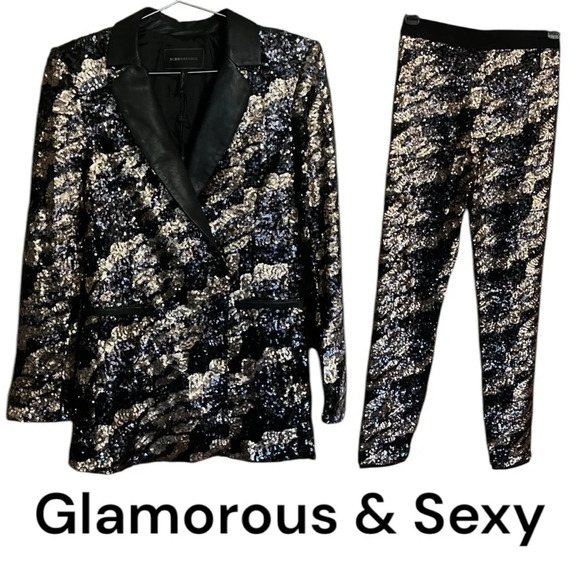 NWT Sequin Print Statement Blazer & Pants Set - Picture 1 of 17